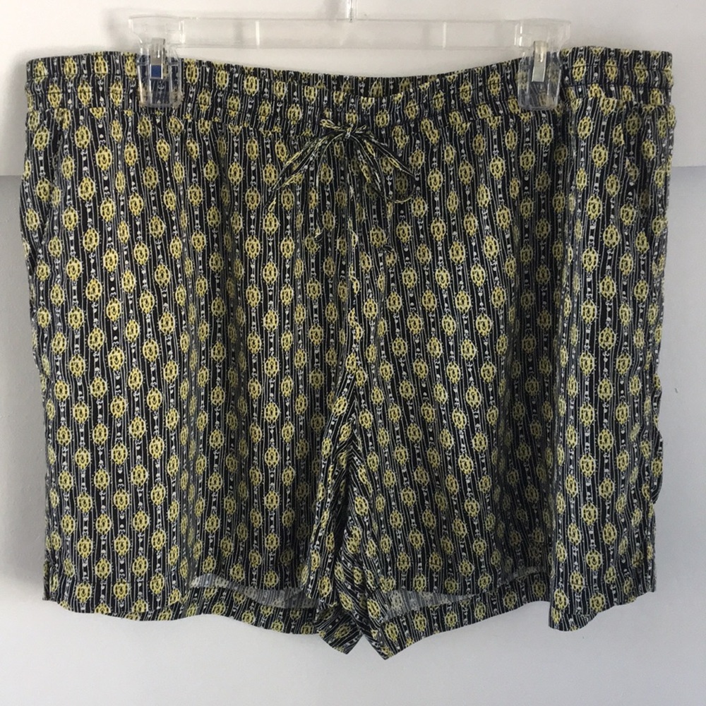 Black, White & Yellow Flowy Shorts